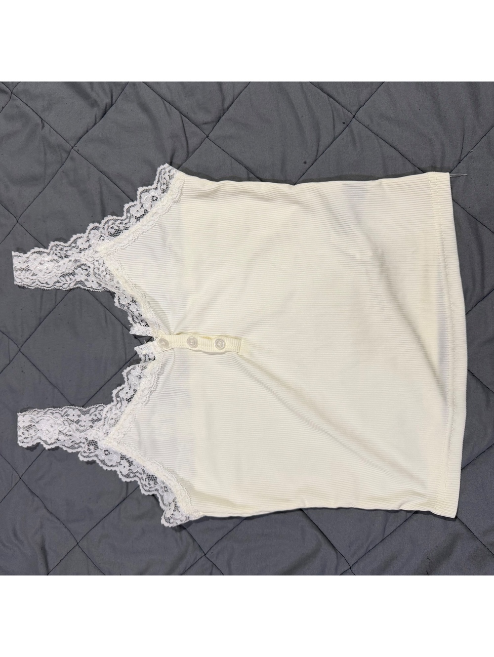 Dazy Women's Cream Lace Trim Ribbed Tank Top Size Small